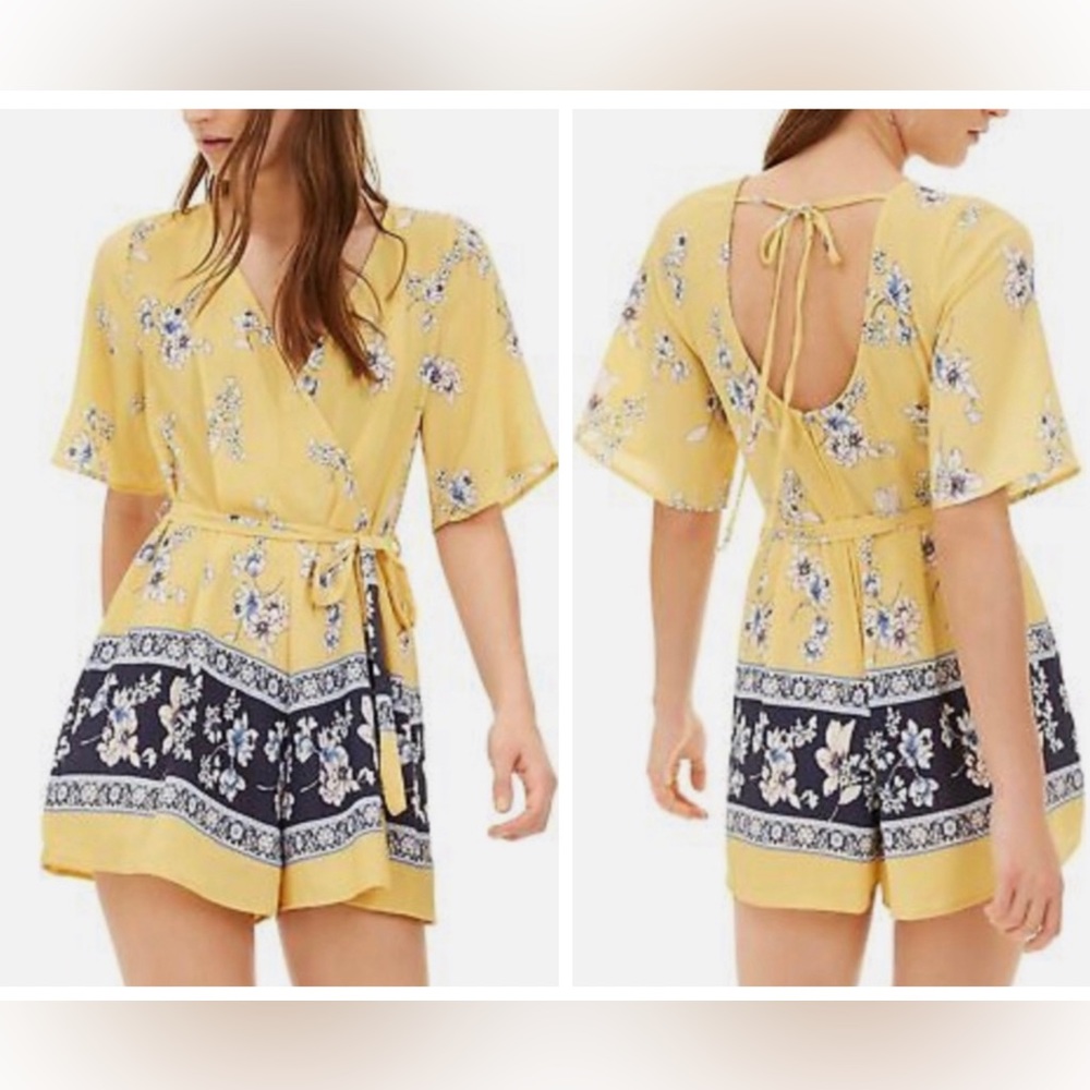 NWOT Yellow and Blue Romper